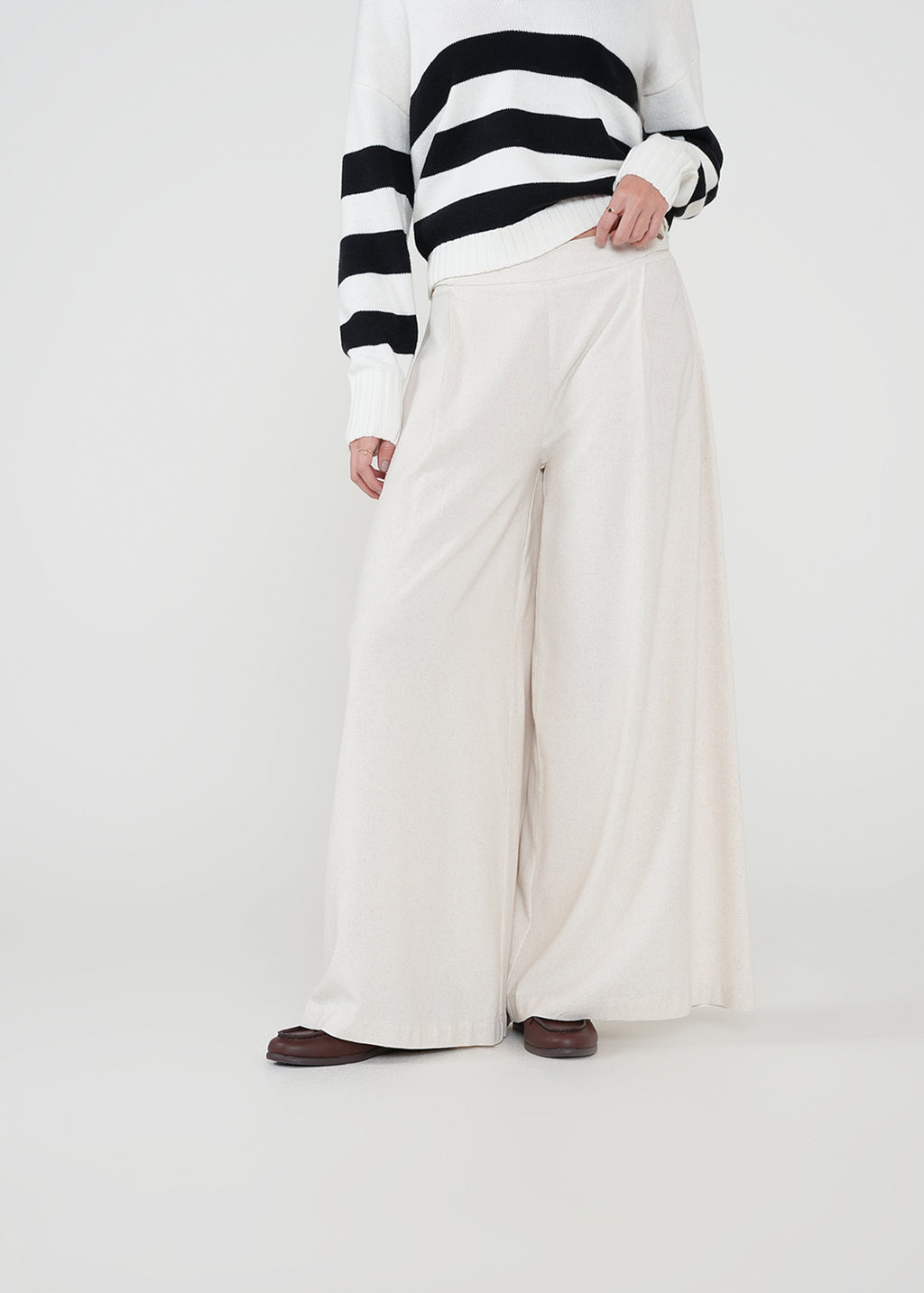 Pantalón Palazzo con botones - Beige 14_432H345_BEI130607_3