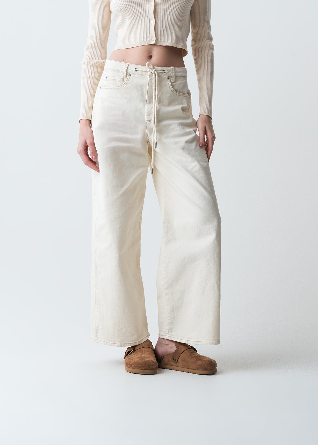 Pantalón Wide Leg Long tiro alto - Crudo 14_433G359_CRU110110_0