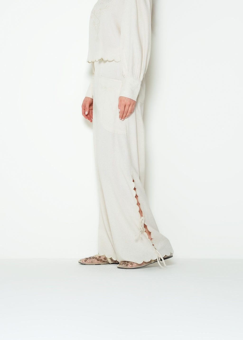 Pantalón wide leg tiro medio tipo lino - Crudo 14_433H322_CRU110605_3