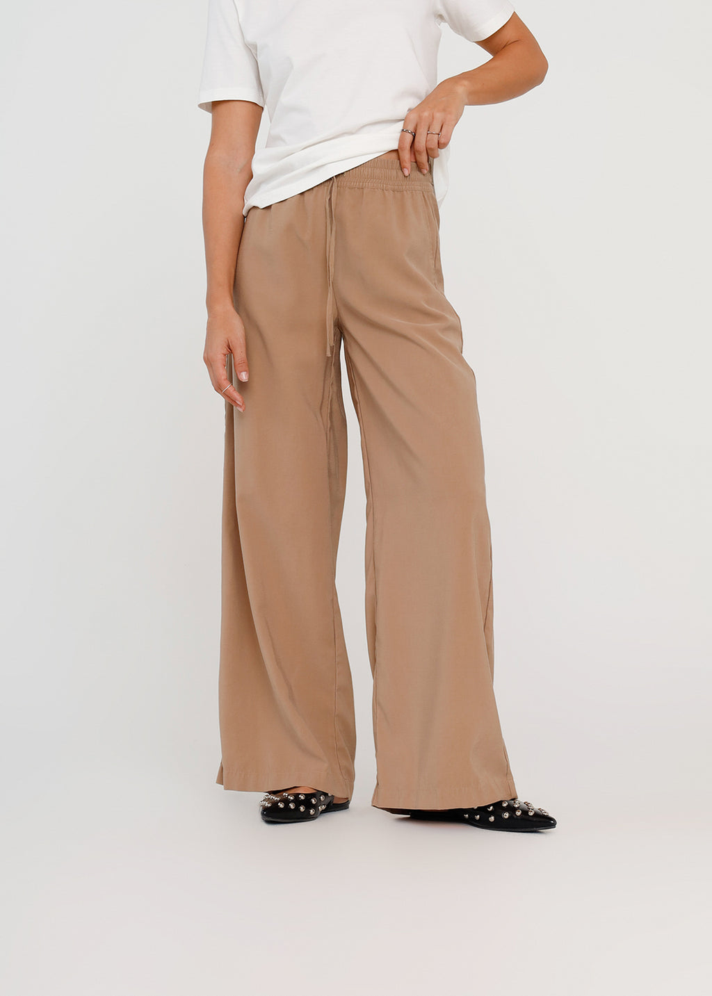 Pantalón Palazzo con cordón - Cafe 14_435H003_CAF191233_0