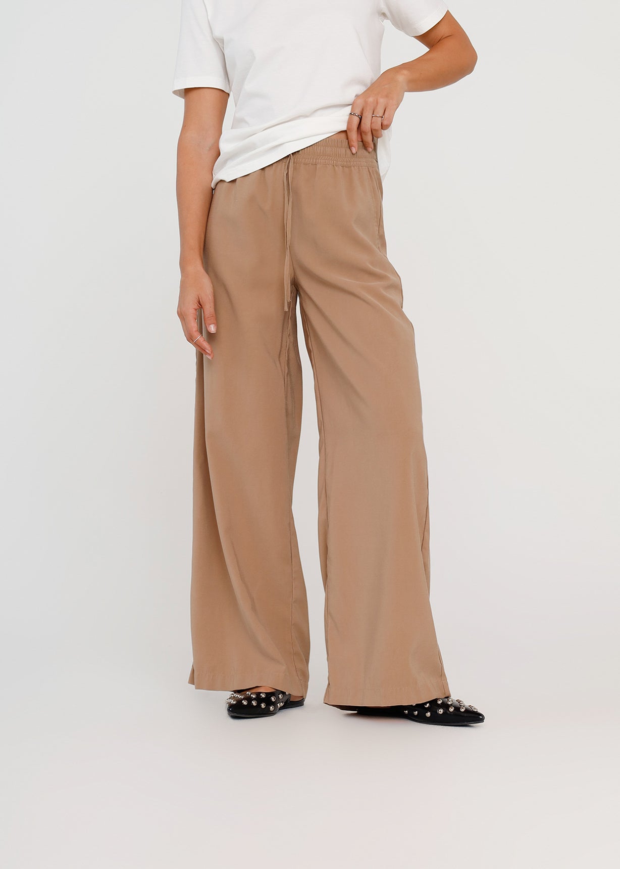 Pantalón Palazzo con cordón - Cafe 14_435H003_CAF191233_0