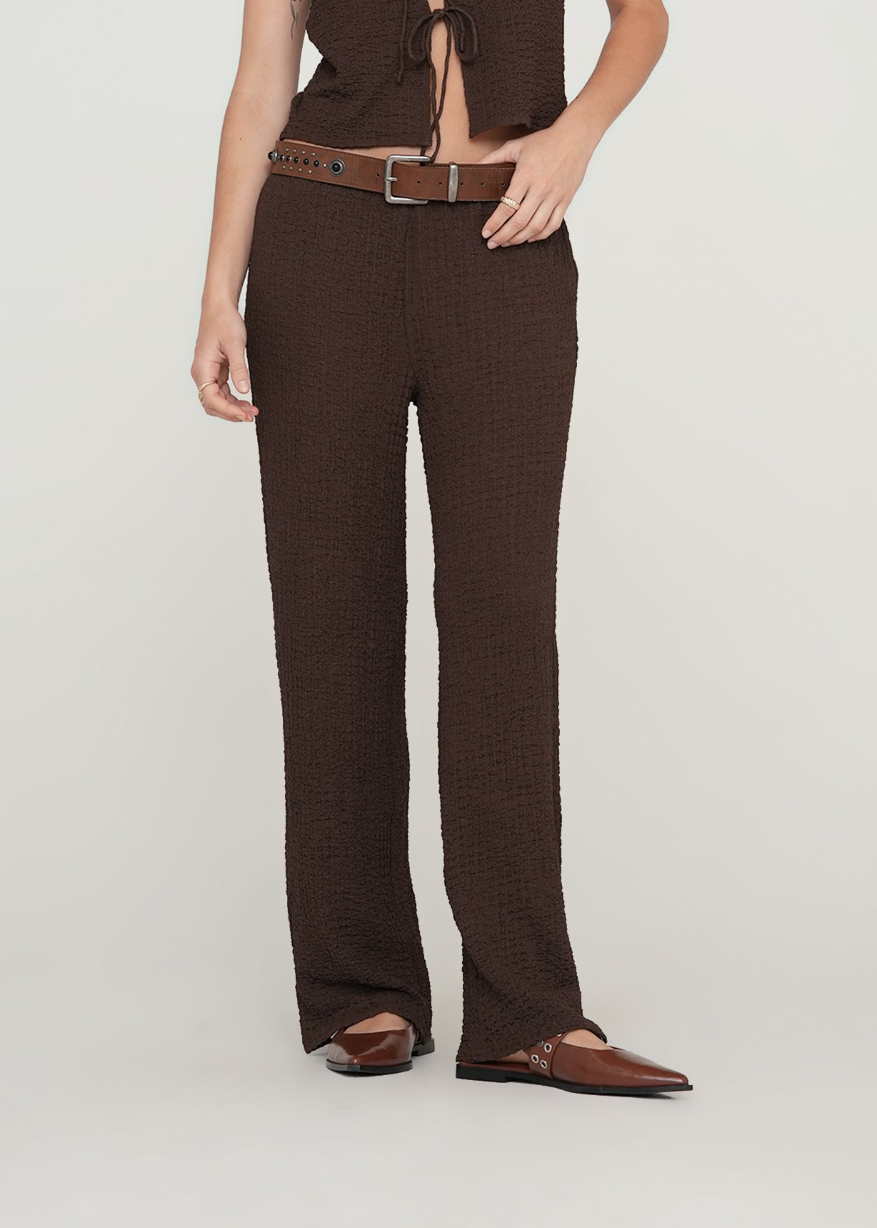 Pantalón Straight con textura - Café 14_439G004_CAF190912_0