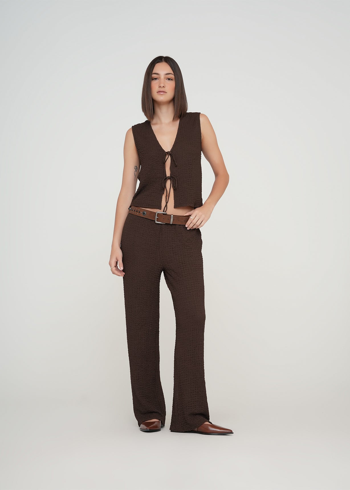 Pantalón Straight con textura - Café 14_439G004_CAF190912_3