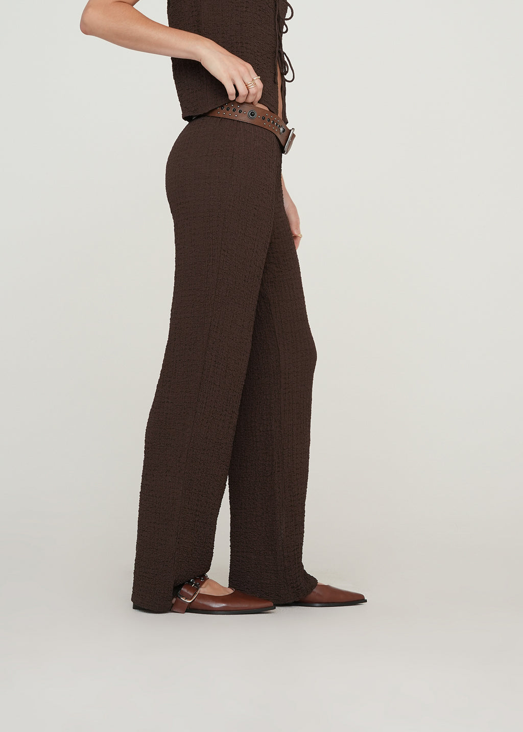 Pantalón Straight con textura - Café 14_439G004_CAF190912_5