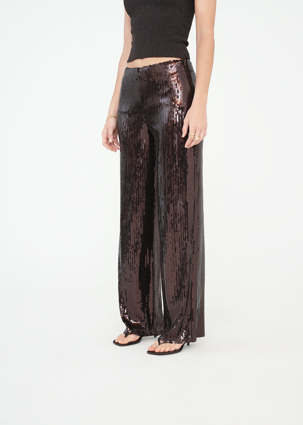 Pantalón Wide Leg de lentejuelas - Café 14_439G008_CAF191111_6