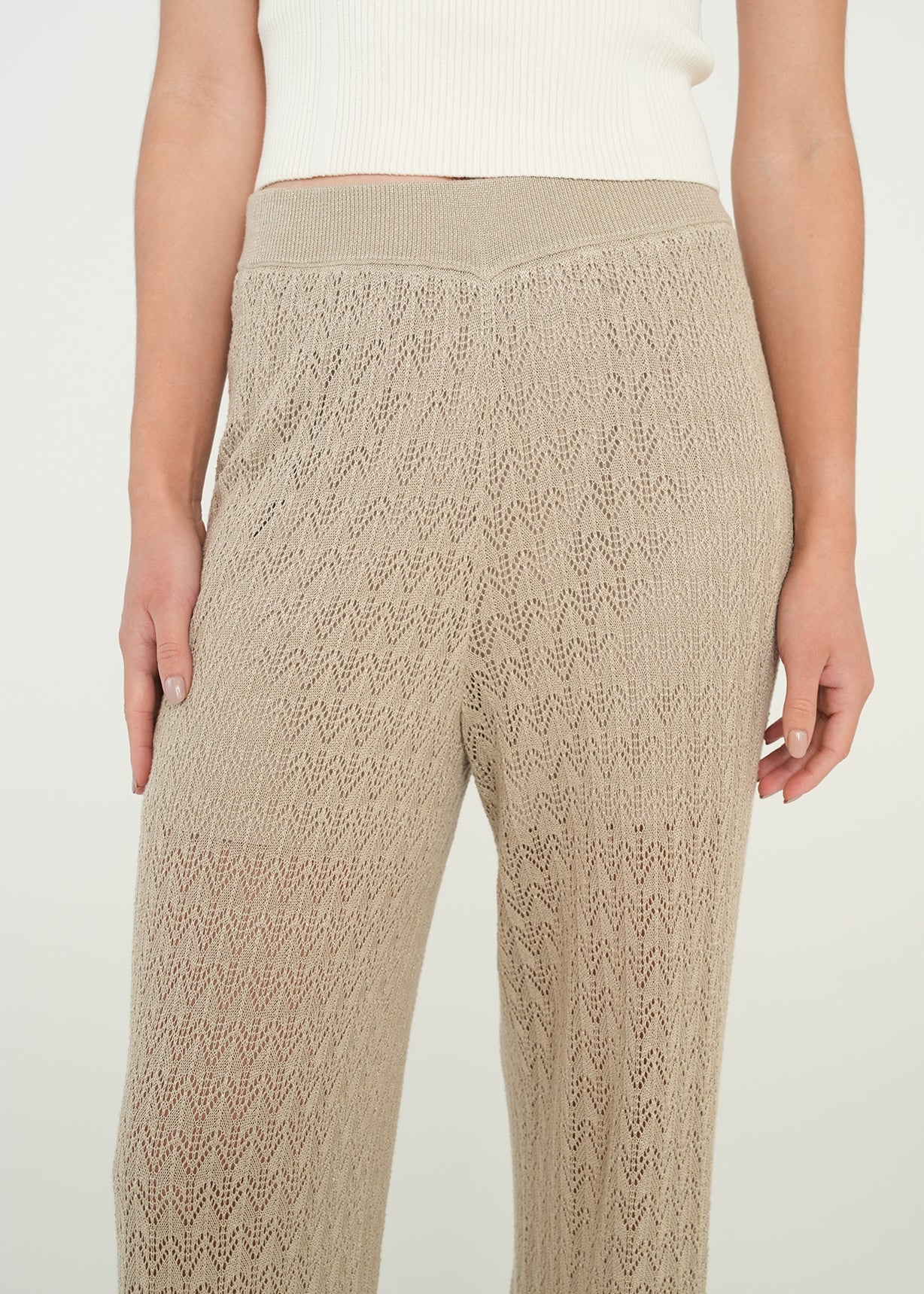 Pantalón Wide Leg tipo tejido - Beige 14_439G056_BEI151306_6