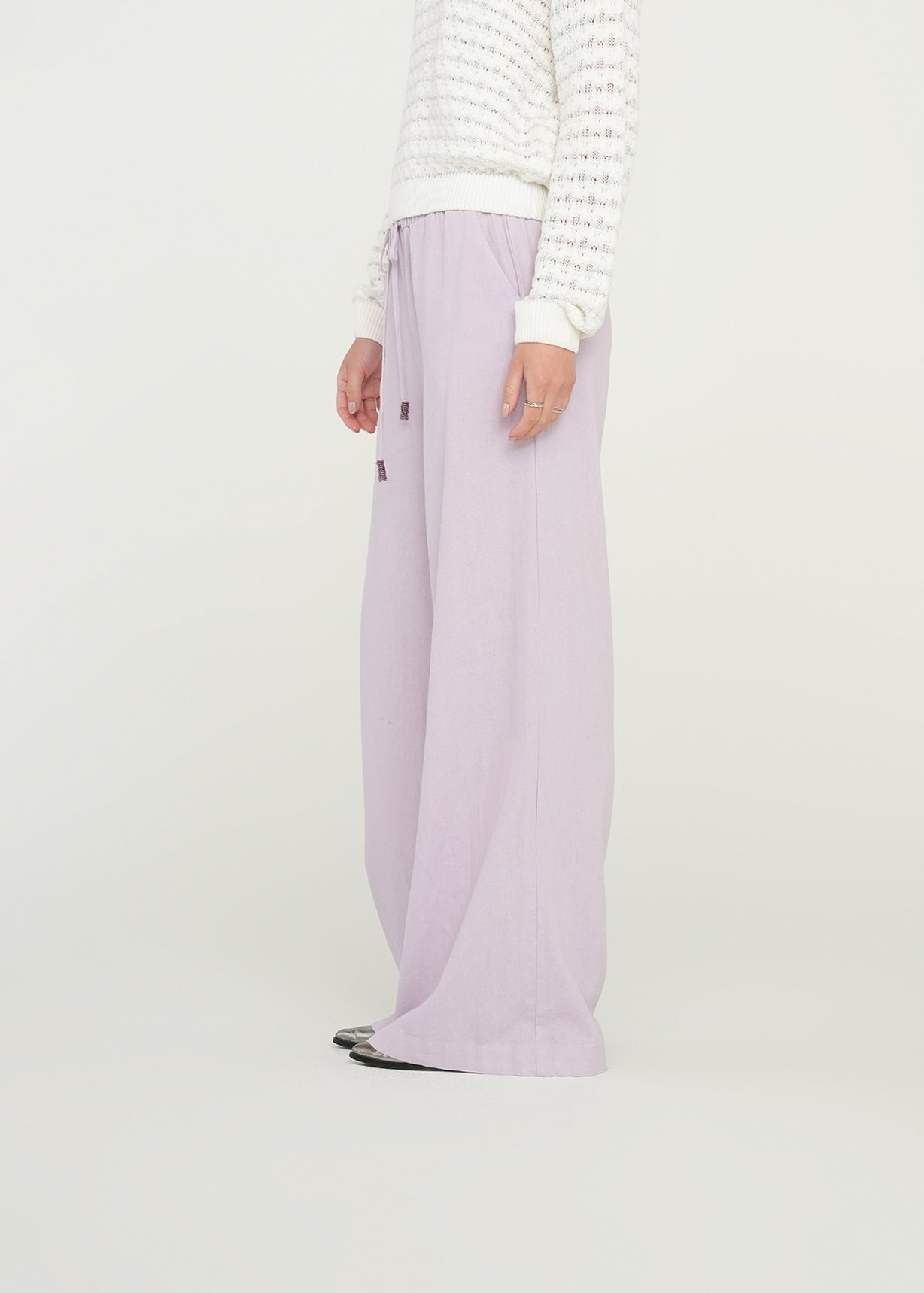 Pantalón Palazzo con jareta - Morado 14_439G356_MOR153507_3