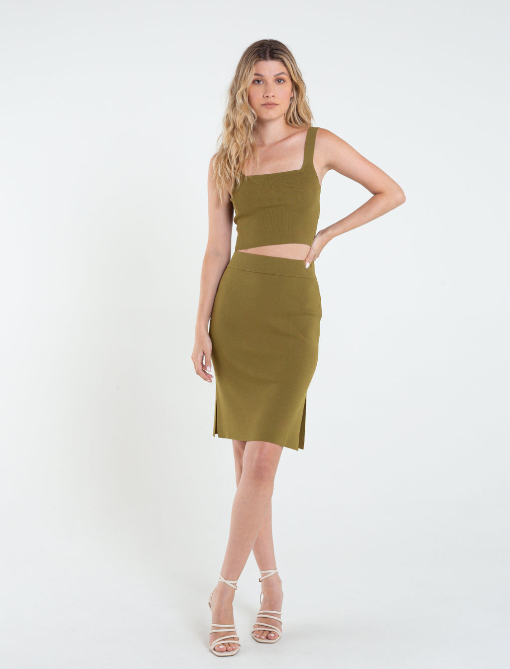Falda midi con aberturas - Verde 14_442E003_VER180832_5