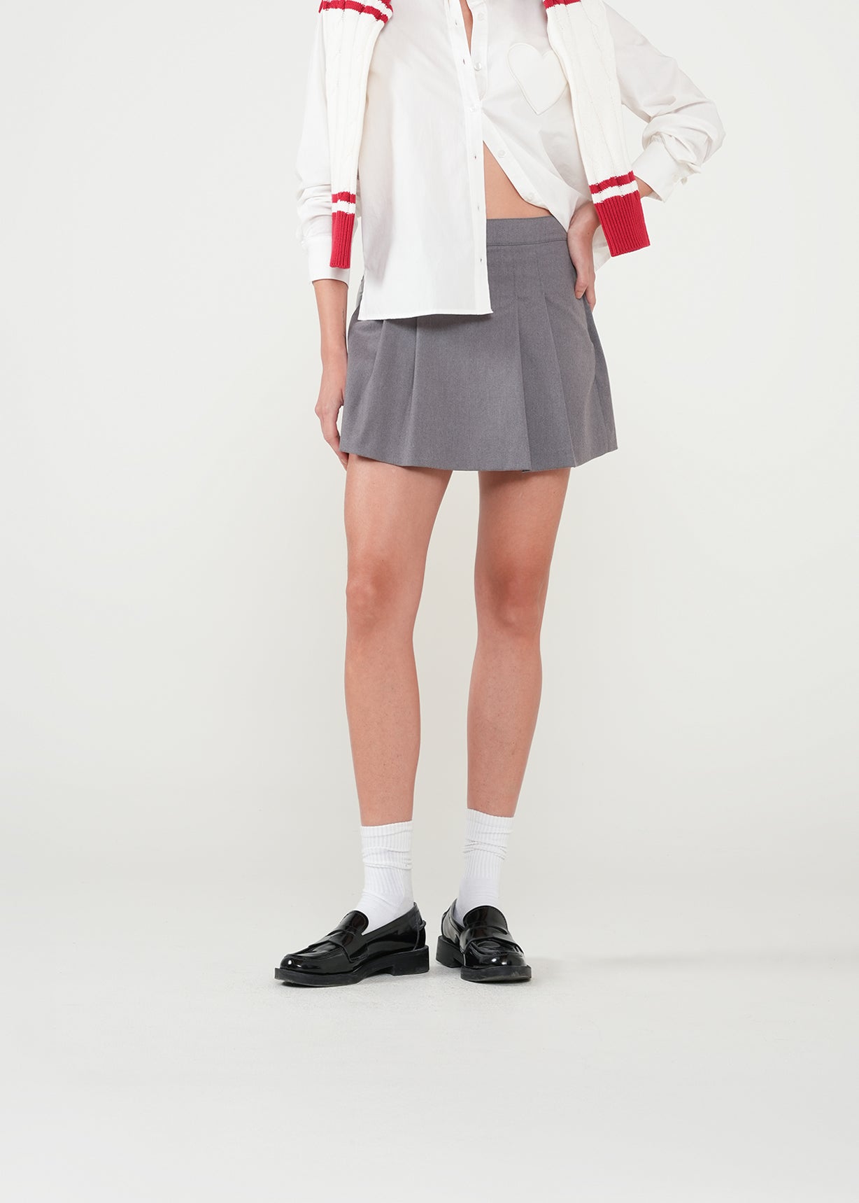 Falda short con tablas - Gris 14_451H331_GRI184005_3