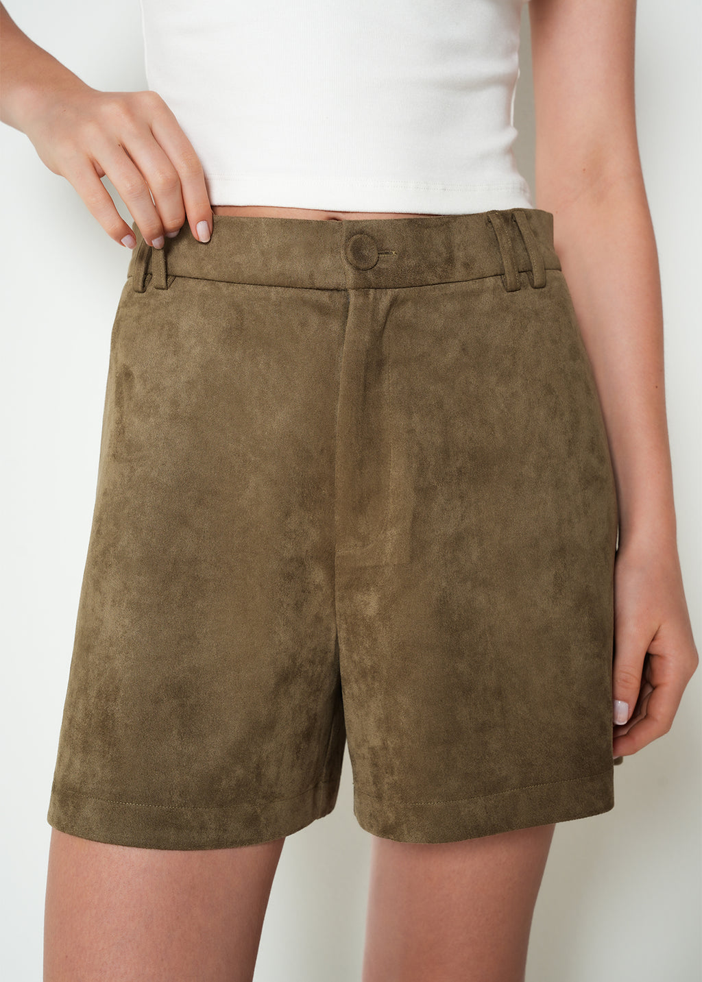 Short denim fit regular tiro medio liso - Verde 14_453H001_VER190820_7