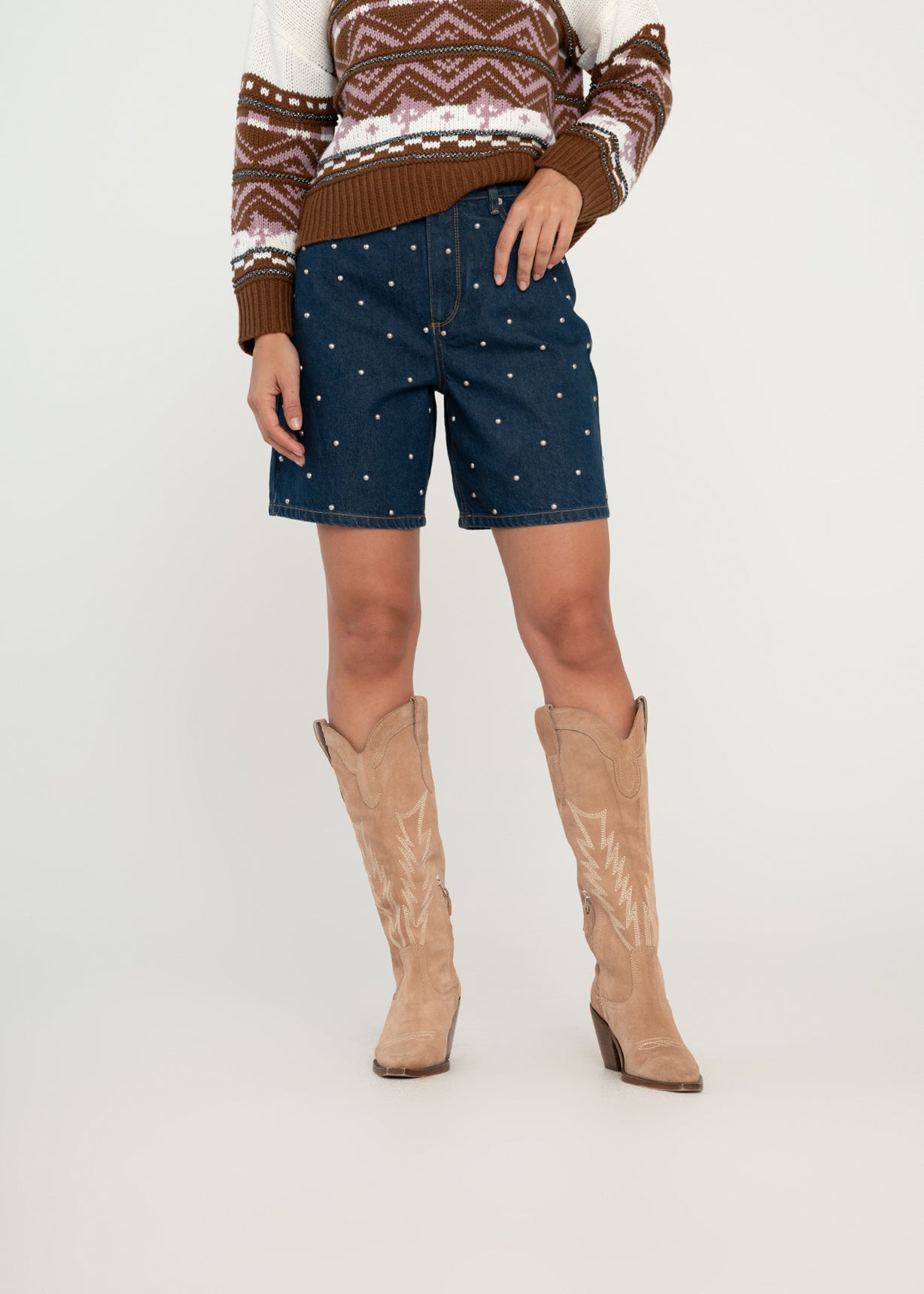 Short con apliques brillantes - Azul 14_459G351_AZU194227_3