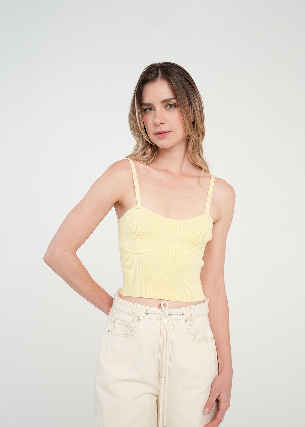 Camiseta tejida de tiras - Amarillo 14_481H033_AMA120711_0