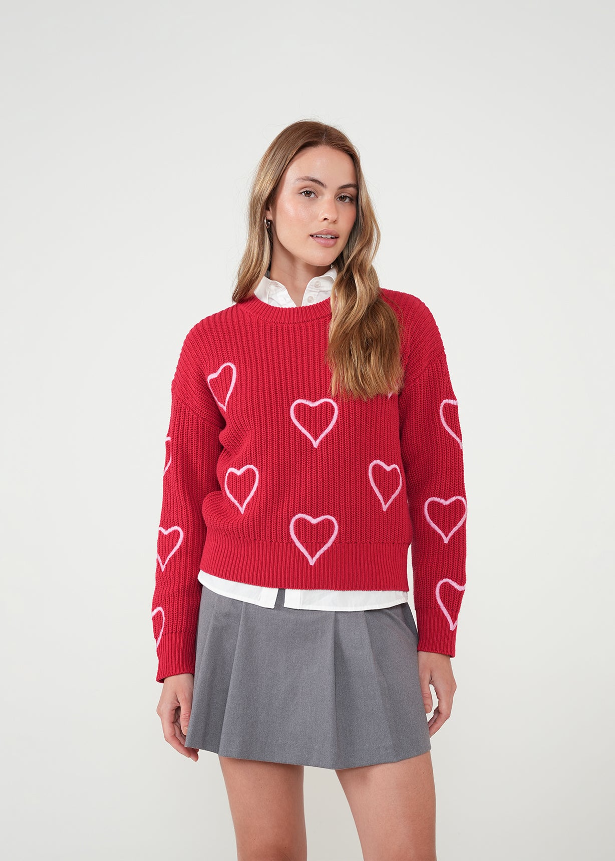 Buzo con corazones bordados - Rojo 14_481H035_ROJ191559_0