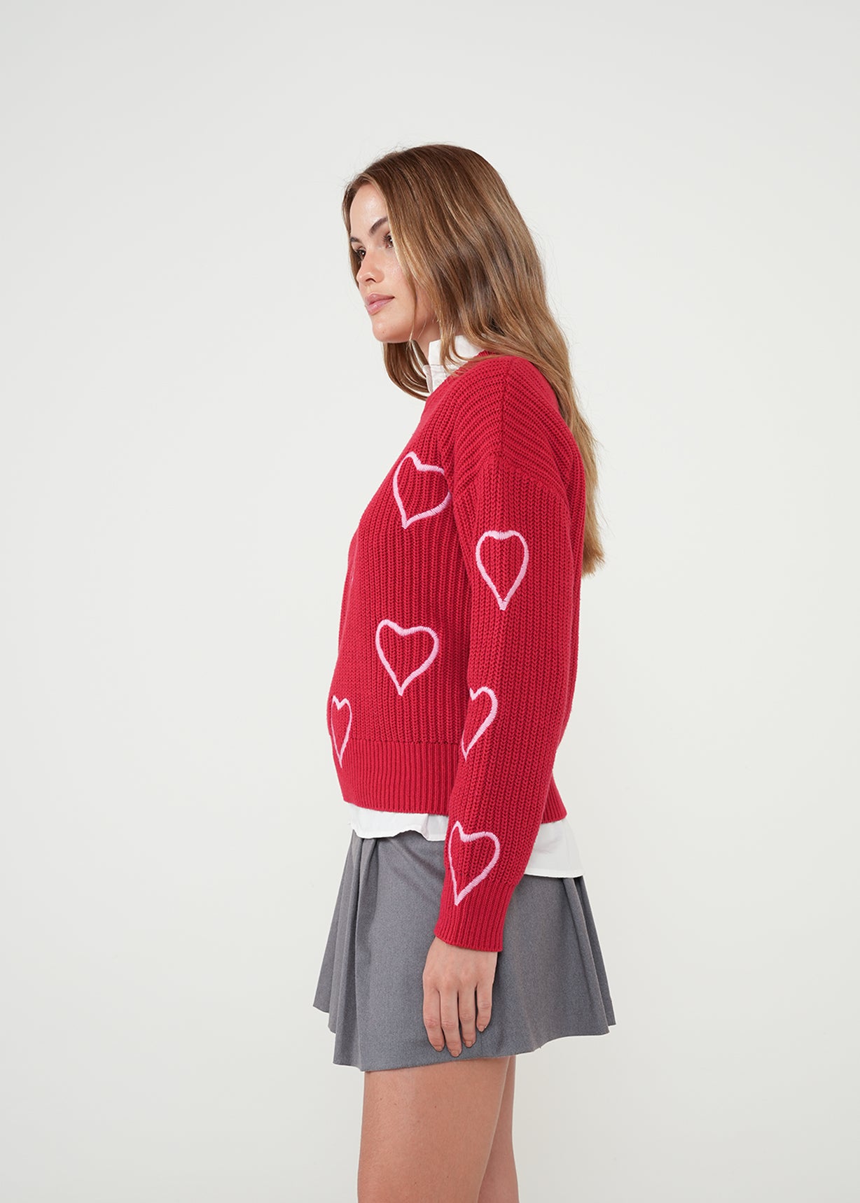 Buzo con corazones bordados - Rojo 14_481H035_ROJ191559_5