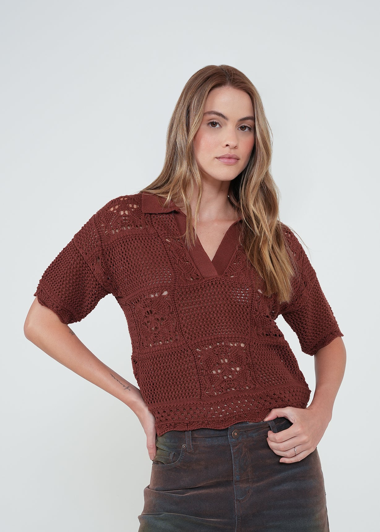Camisa tejida manga corta - Naranja 14_482H017_NAR191428_3