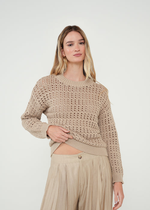 Buzo tejido cerrado - Beige 14_482H037_BEI151307_0