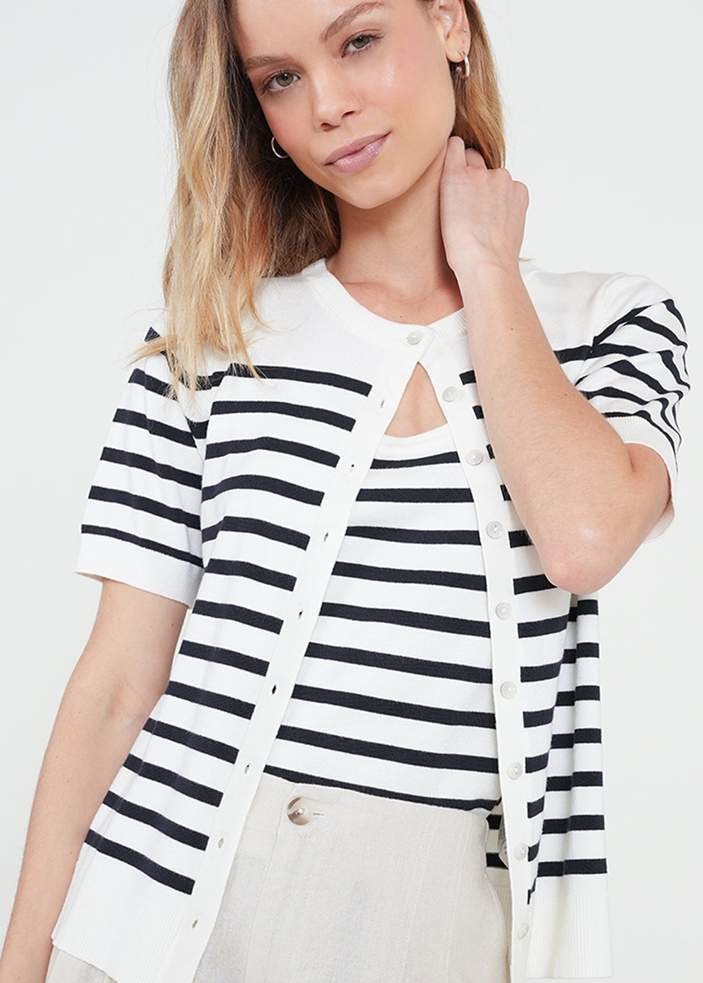 Camiseta tejida con botones - Crudo 14_482H045_CRU110605_0