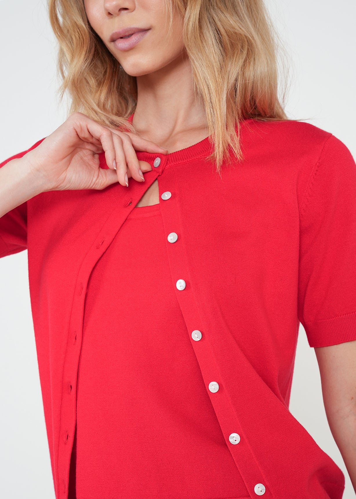 Camiseta tejida con botones - Rojo 14_482H045_ROJ181563_4