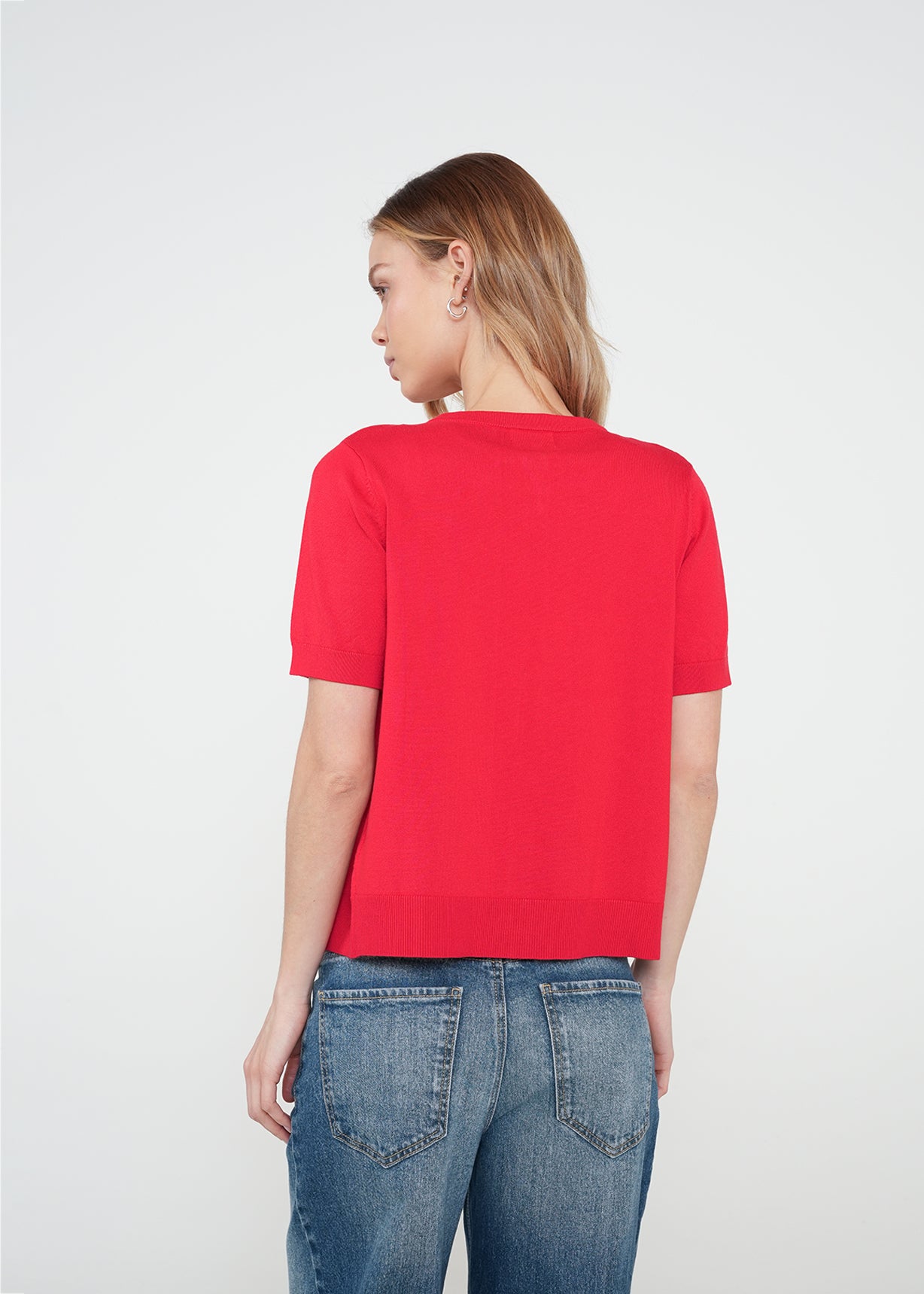 Camiseta tejida con botones - Rojo 14_482H045_ROJ181563_5