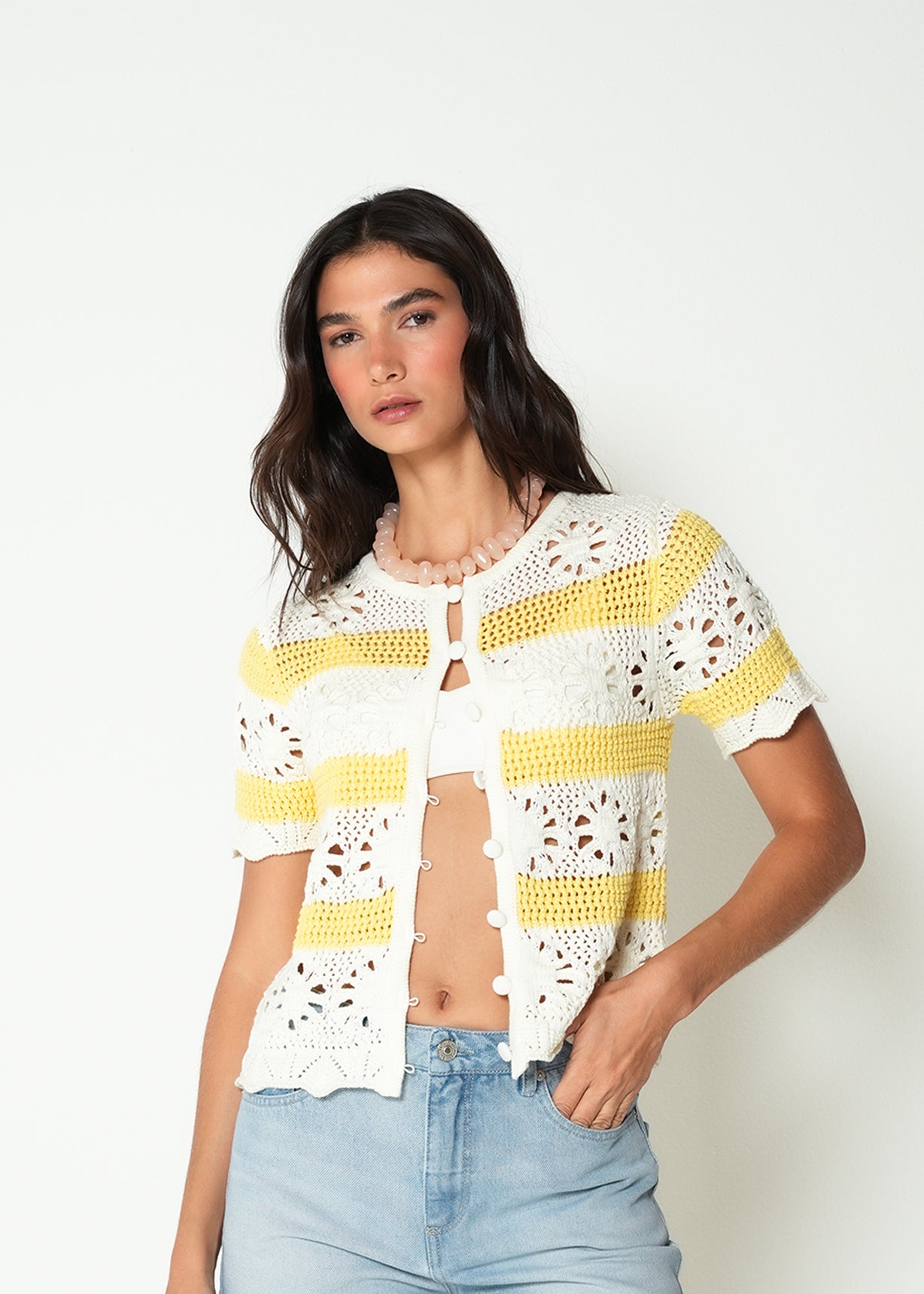 Camiseta tejida a rayas - Amarillo 14_482H081_AMA120815_0