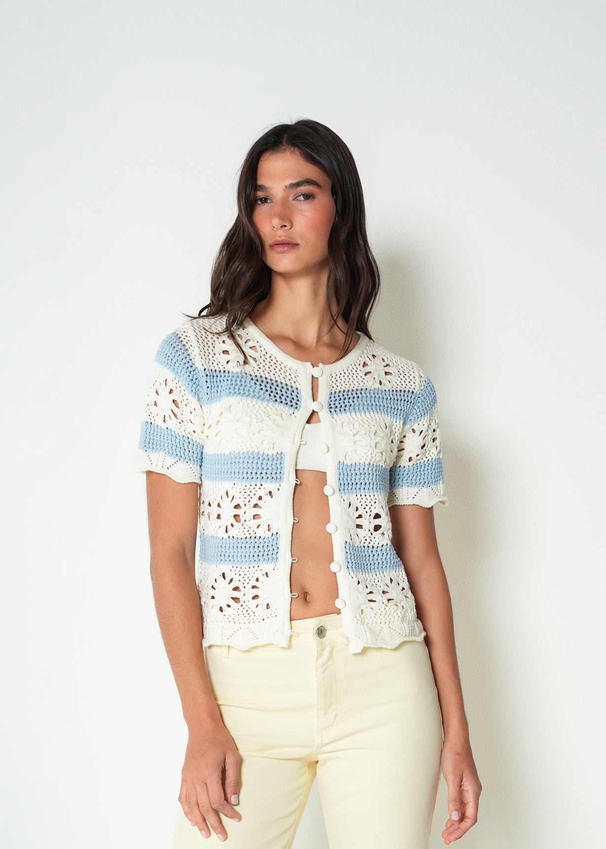 Camiseta tejida a rayas - Crudo 14_482H081_CRU110605_0