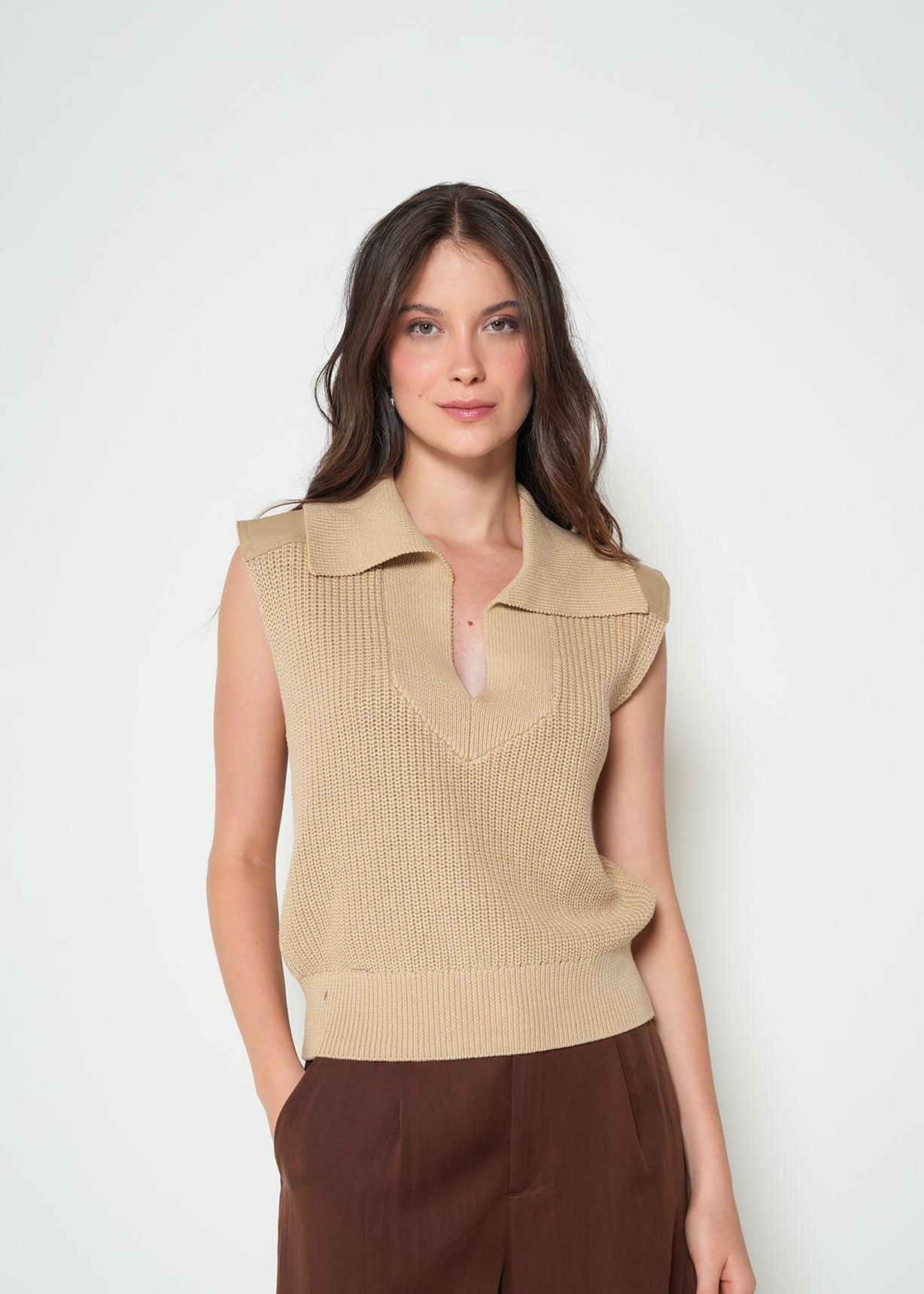 Camiseta tejida manga sisa - Beige 14_482H086_BEI151116_0