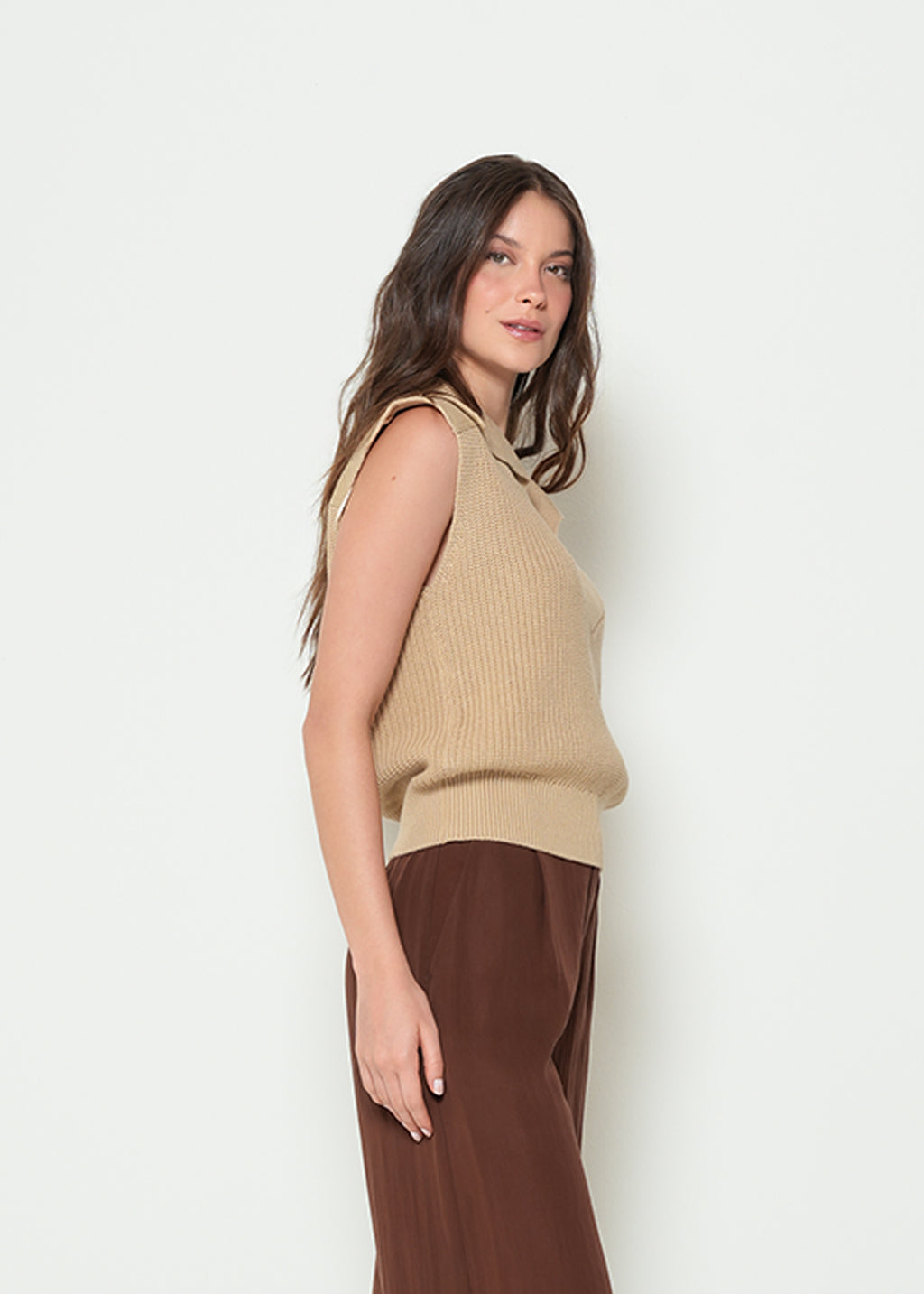Camiseta tejida manga sisa - Beige 14_482H086_BEI151116_5