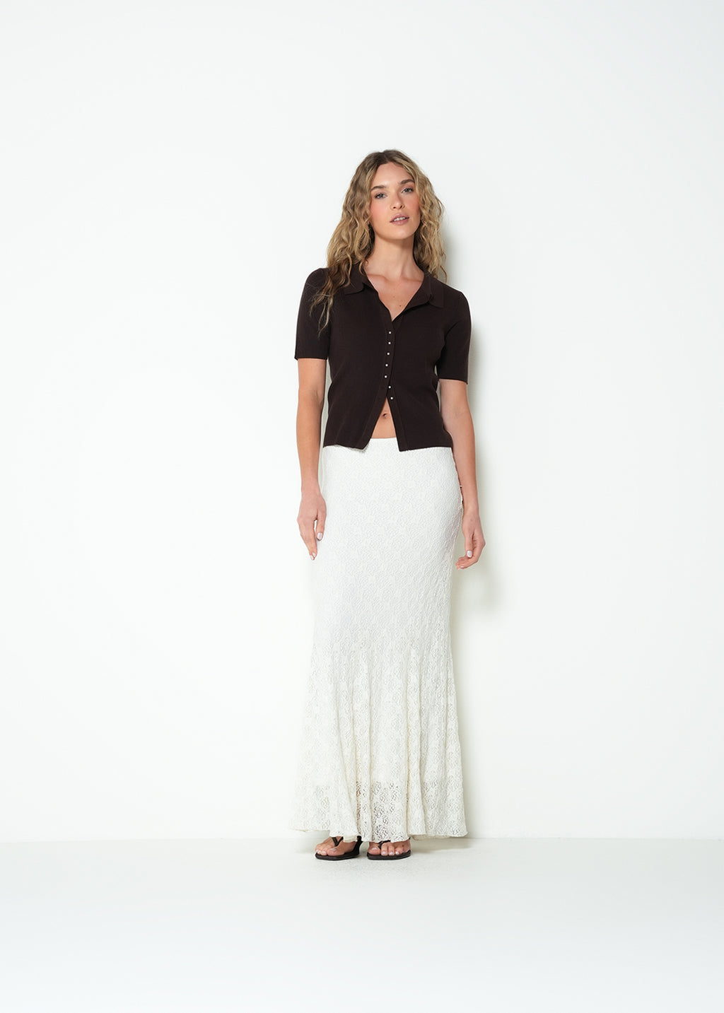 Tejido camisa manga corta cuello en v - Cafe 14_483H036_CAF190915_3
