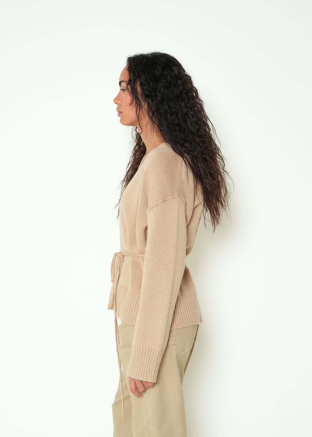 Tejido manga larga cuello en V - Beige 14_483H037_BEI161212_5