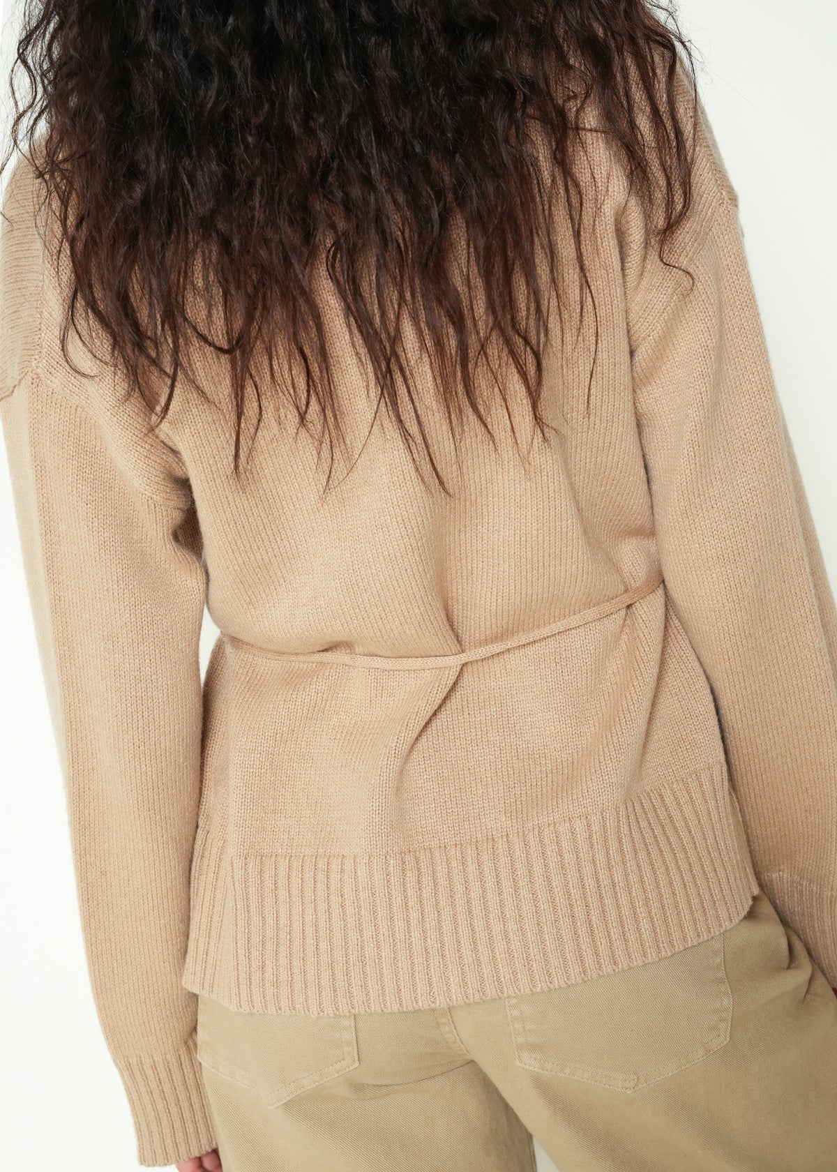 Tejido manga larga cuello en V - Beige 14_483H037_BEI161212_6