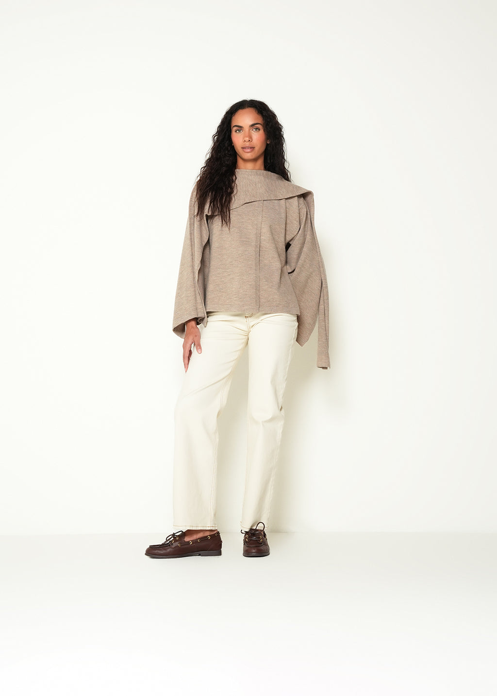Tejido buzo manga larga cuello alto - Beige 14_483H043_BEI161212_0
