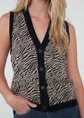 Chaleco tejido de animal print - Beige 14_485H010_BEI151307_0