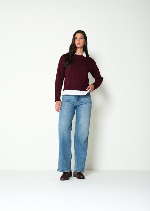 Buzo tejido con cuello camisero - Rojo 14_485H020_ROJ191528_3