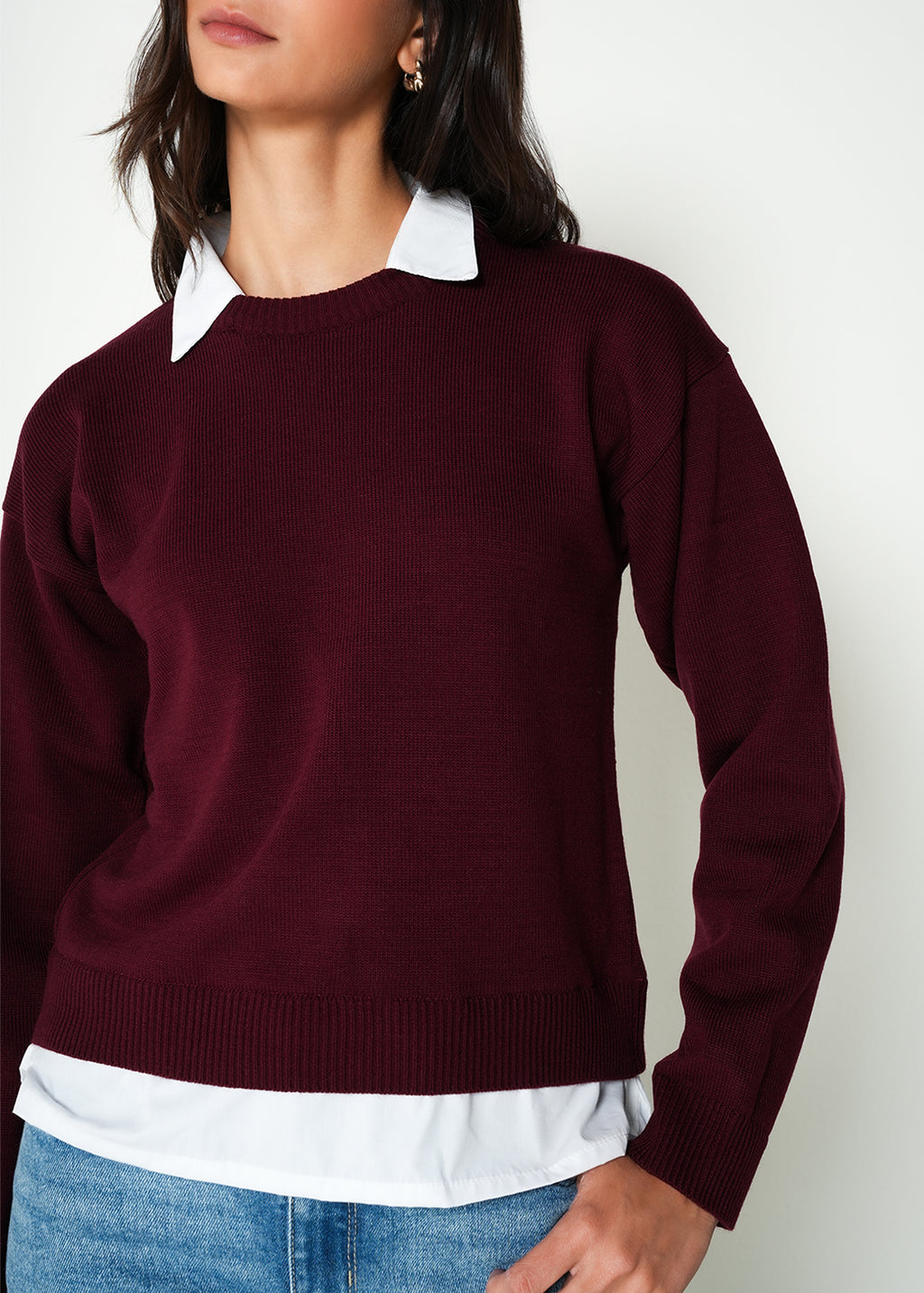 Buzo tejido con cuello camisero - Rojo 14_485H020_ROJ191528_4