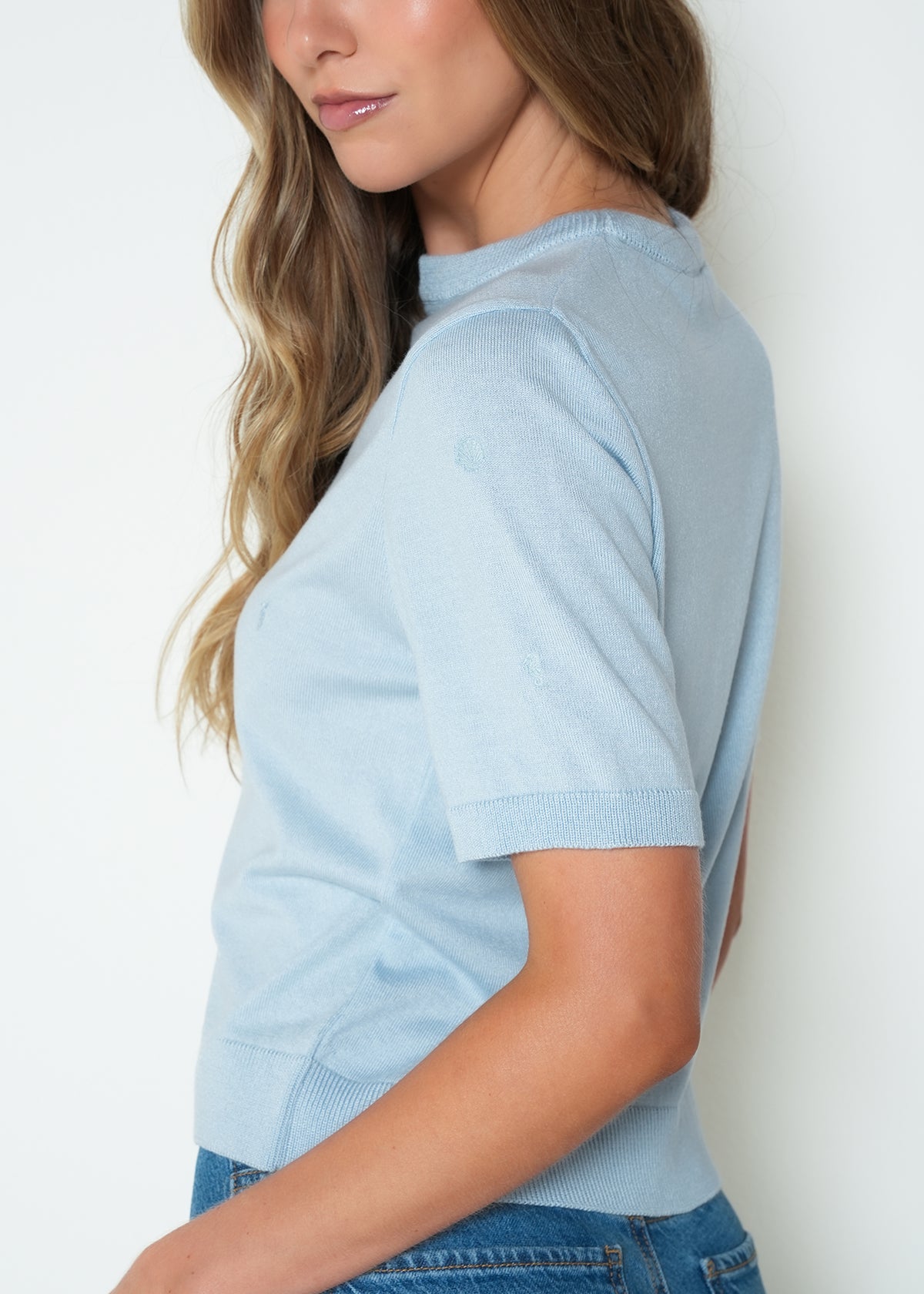 Tejido camiseta manga corta cuello redondo bordado - Azul 14_485H066_AZU154020_6
