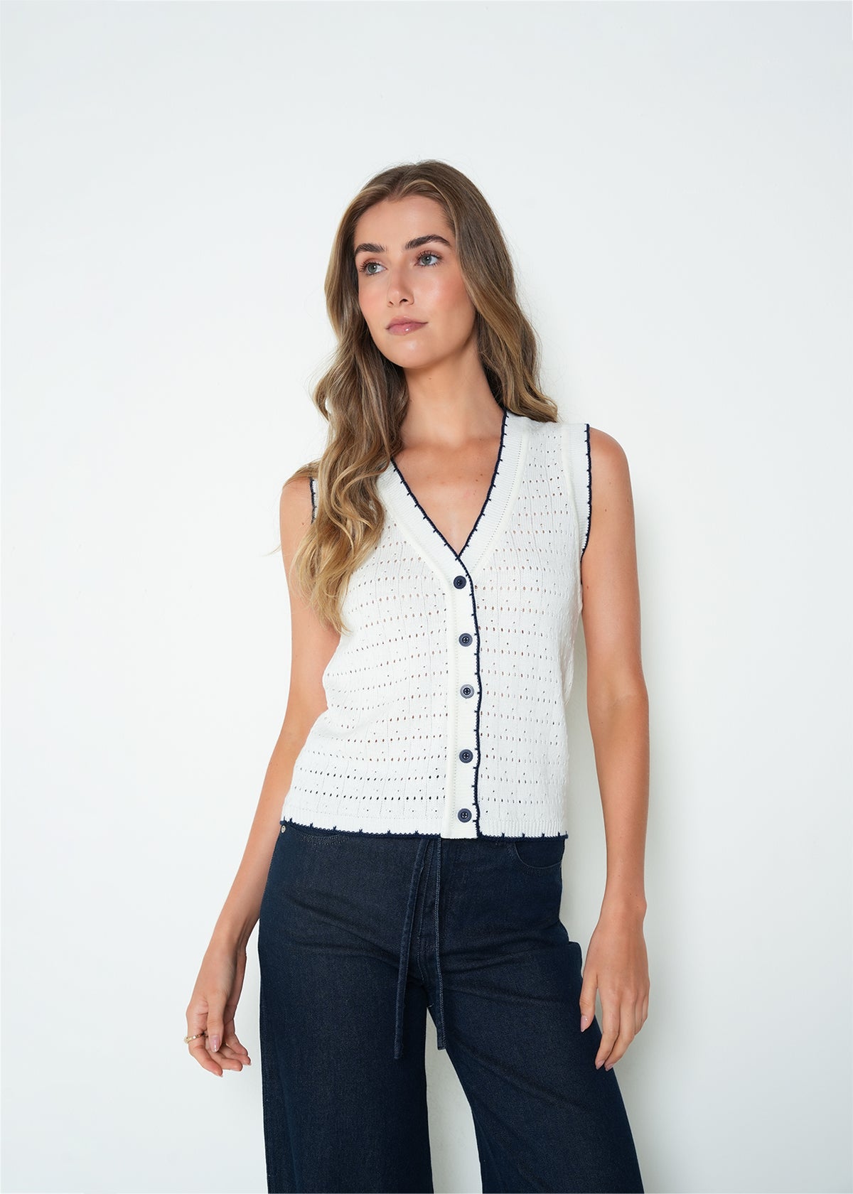 Tejido camisa cuello en V - Crudo 14_485H067_CRU111001_7