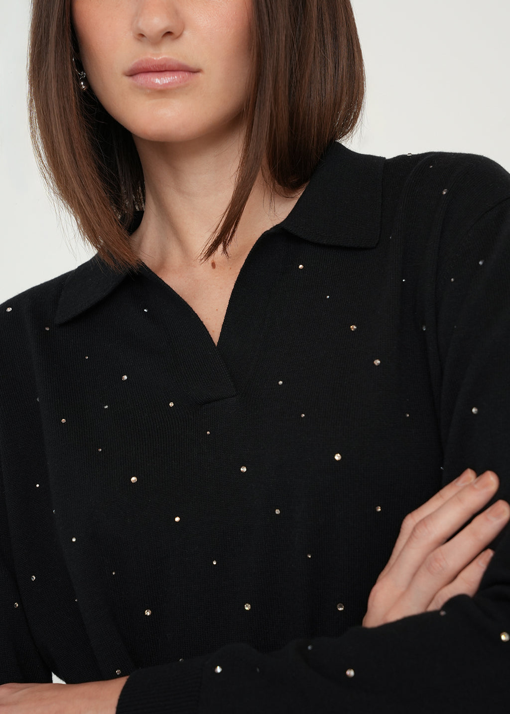 Camiseta Tejida con detalles brillantes - Negro 14_489G002_NEG193909_4
