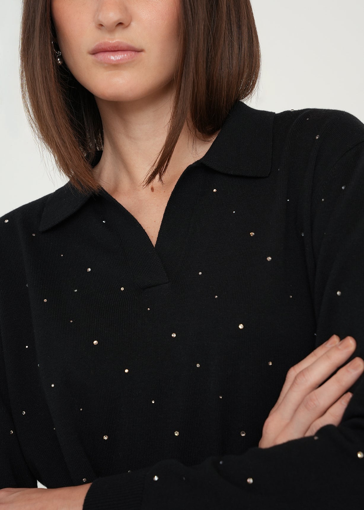 Camiseta Tejida con detalles brillantes - Negro 14_489G002_NEG193909_4