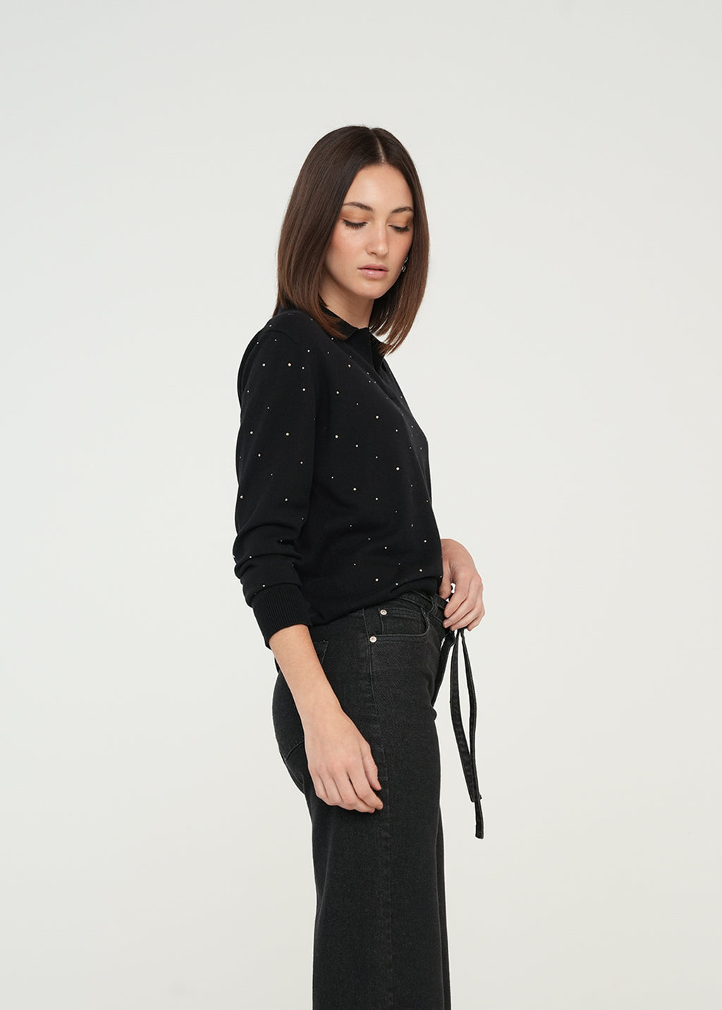 Camiseta Tejida con detalles brillantes - Negro 14_489G002_NEG193909_5