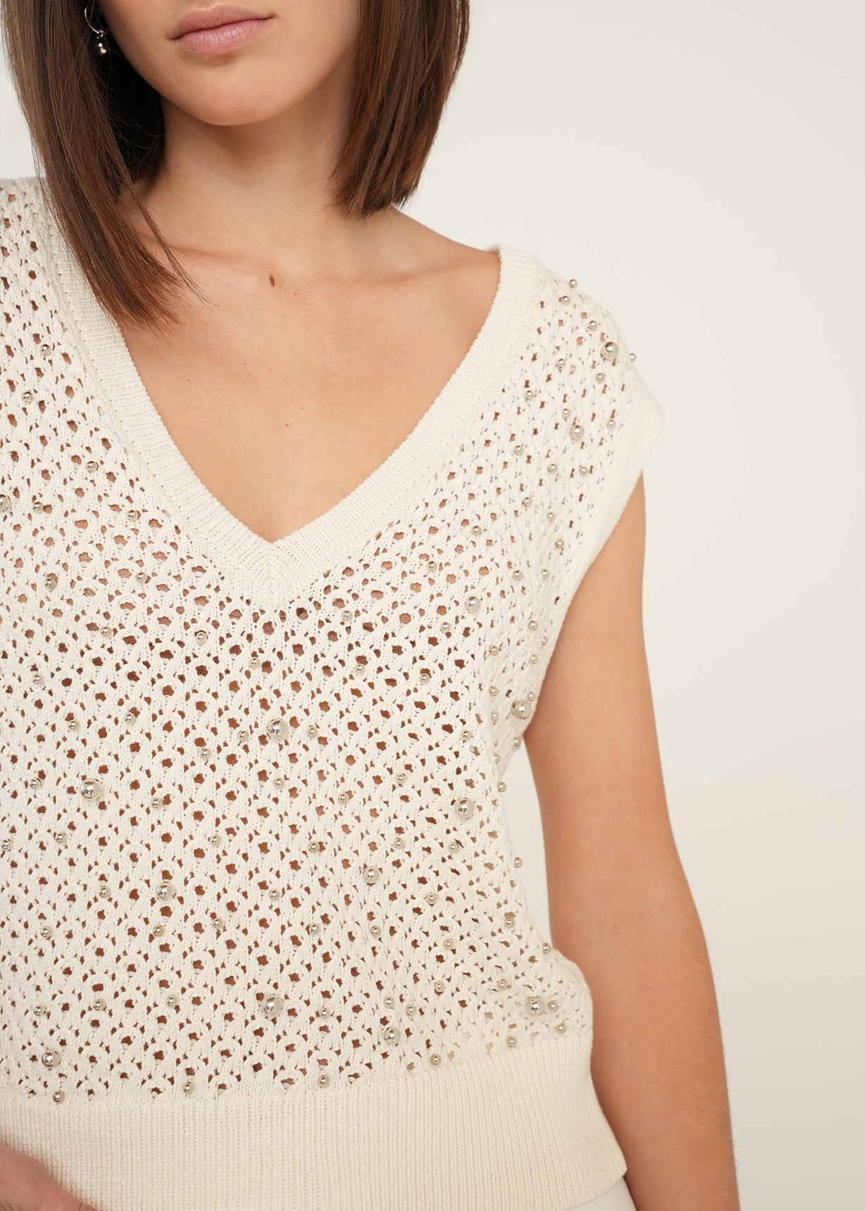 Camiseta tejida con perlas - Crudo 14_489G015_CRU110605_5