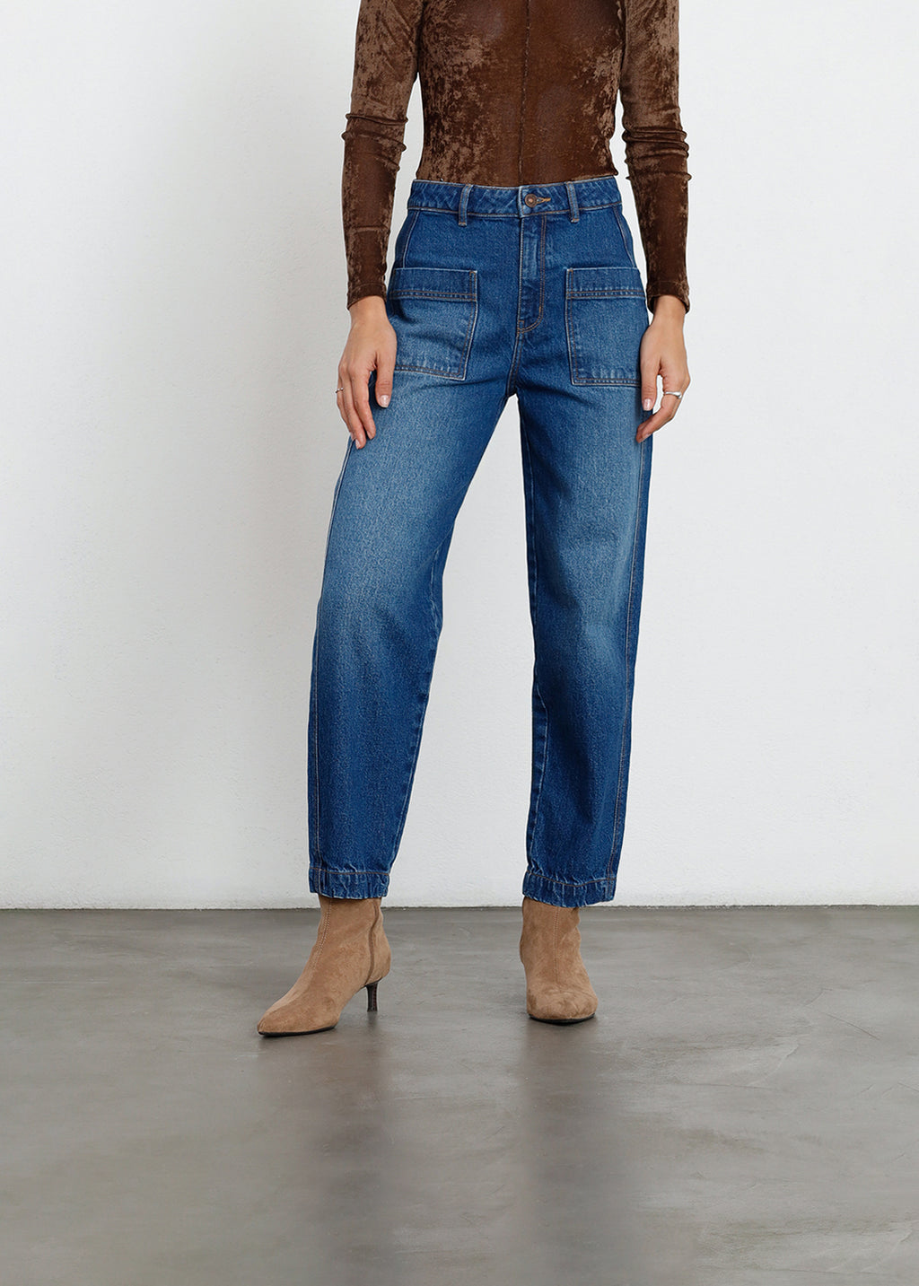 Jean Baggy tiro alto con bolsillos delanteros - Azul 14_491H001_AZU194227_0