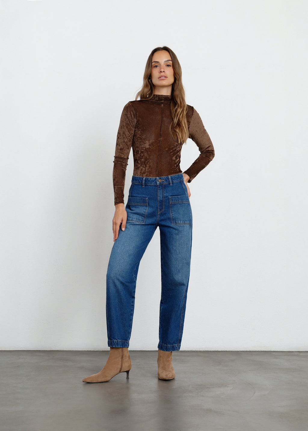 Jean Baggy tiro alto con bolsillos delanteros - Azul 14_491H001_AZU194227_3