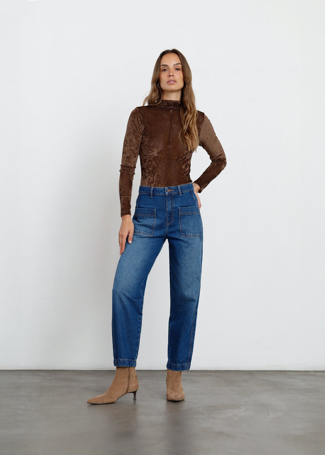 Jean Baggy tiro alto con bolsillos delanteros - Azul 14_491H001_AZU194227_3