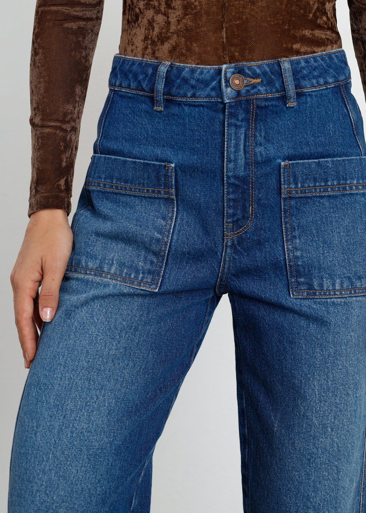 Jean Baggy tiro alto con bolsillos delanteros - Azul 14_491H001_AZU194227_4