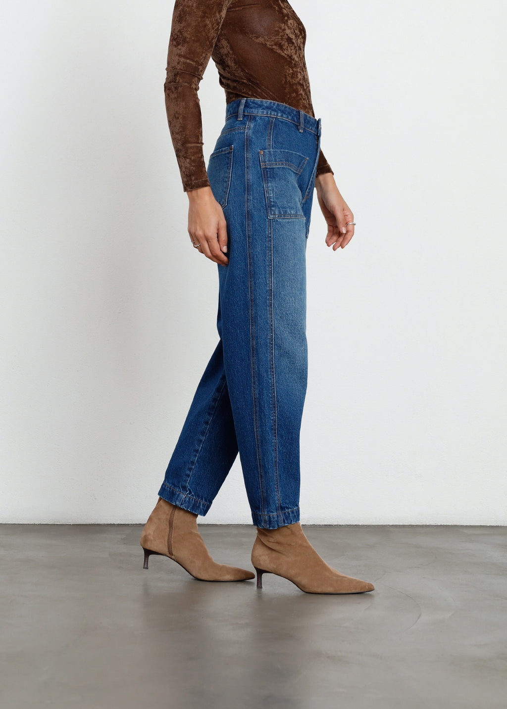 Jean Baggy tiro alto con bolsillos delanteros - Azul 14_491H001_AZU194227_5