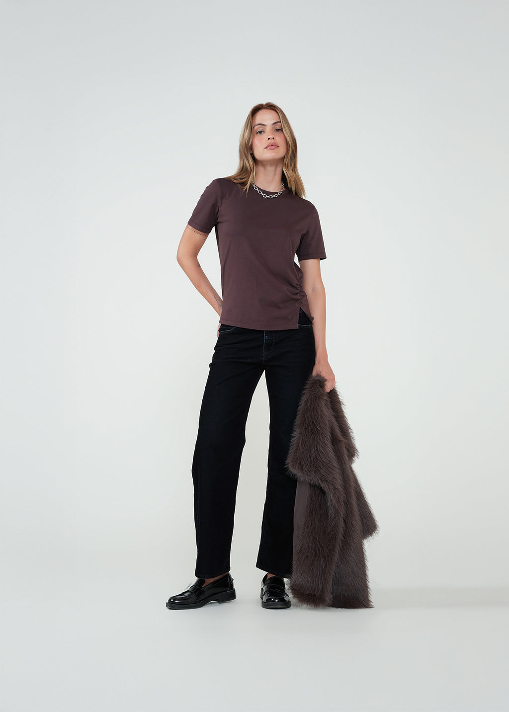 Camiseta básica con recogido - Morado 14_502H003_MOR191619_0