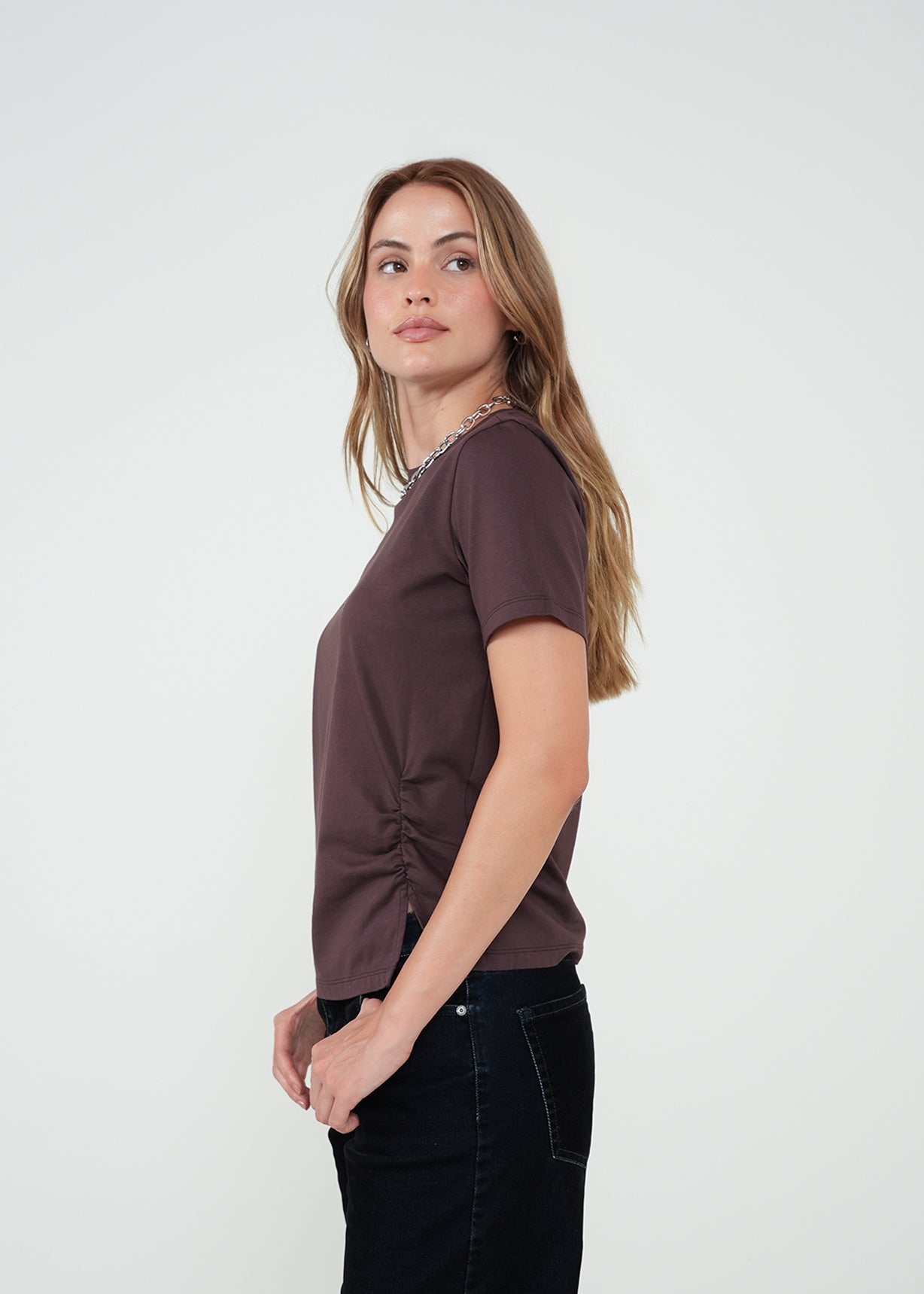 Camiseta básica con recogido - Morado 14_502H003_MOR191619_3