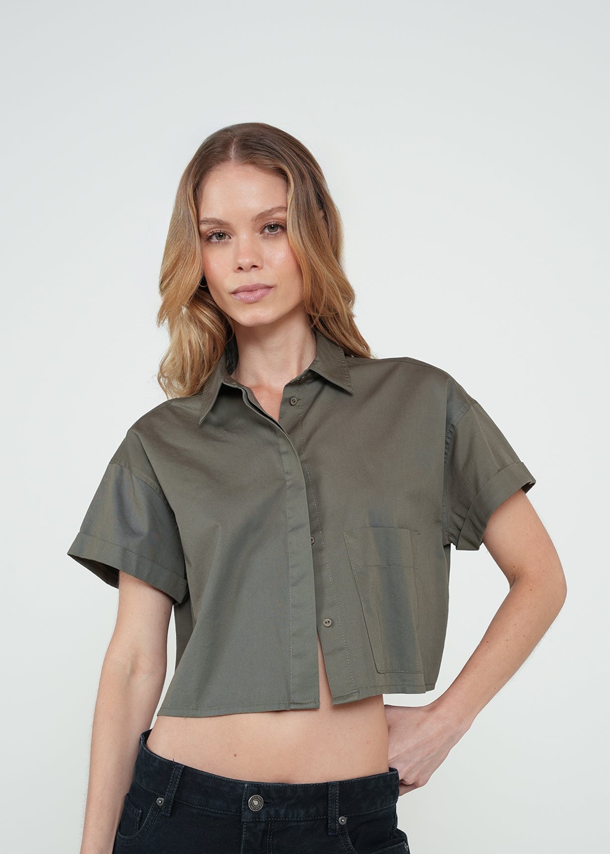 Camisa corta con bolsillo - Gris 14_512H306_GRI180516_0