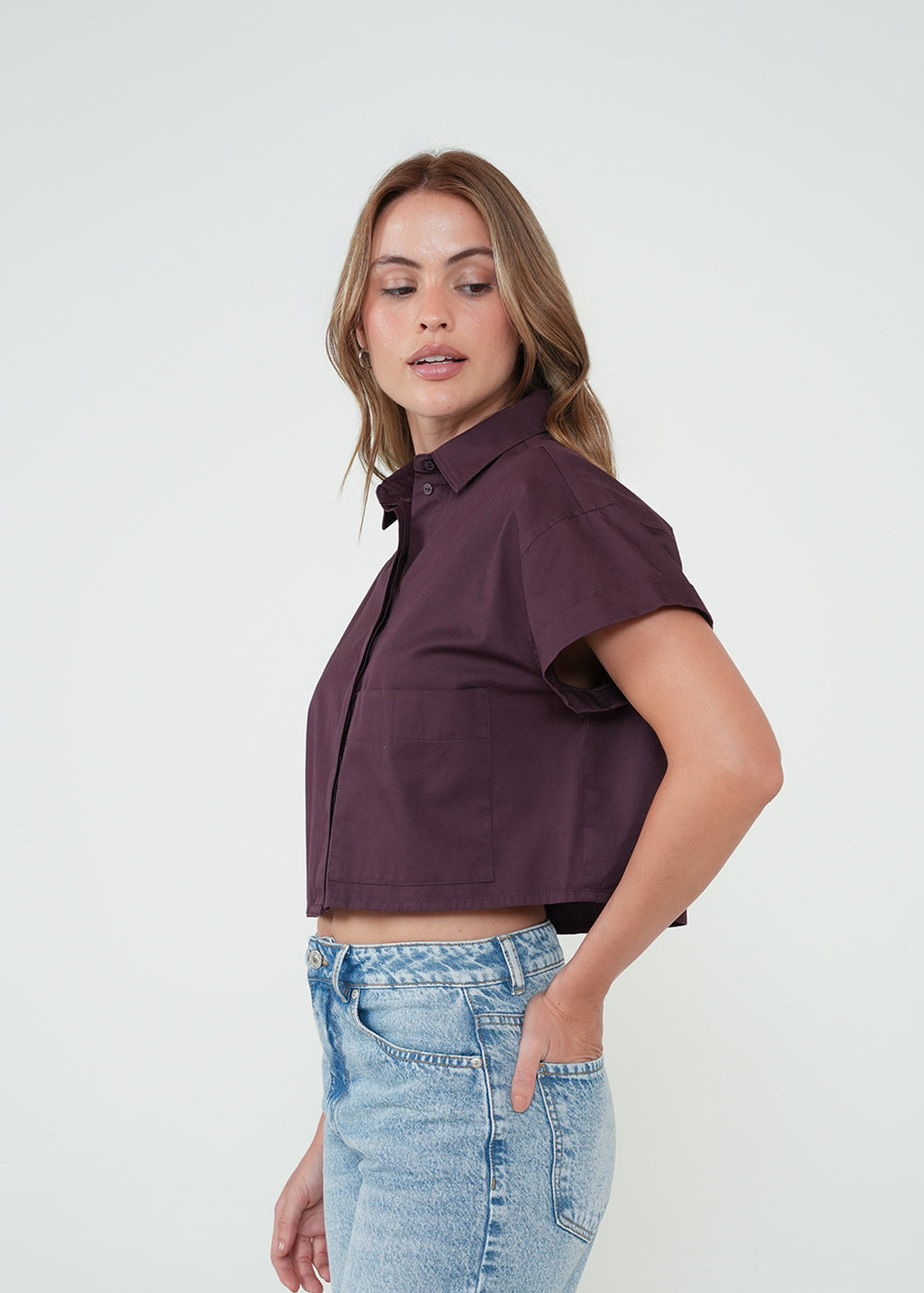 Camisa corta con bolsillo - Morado 14_512H306_MOR191619_5