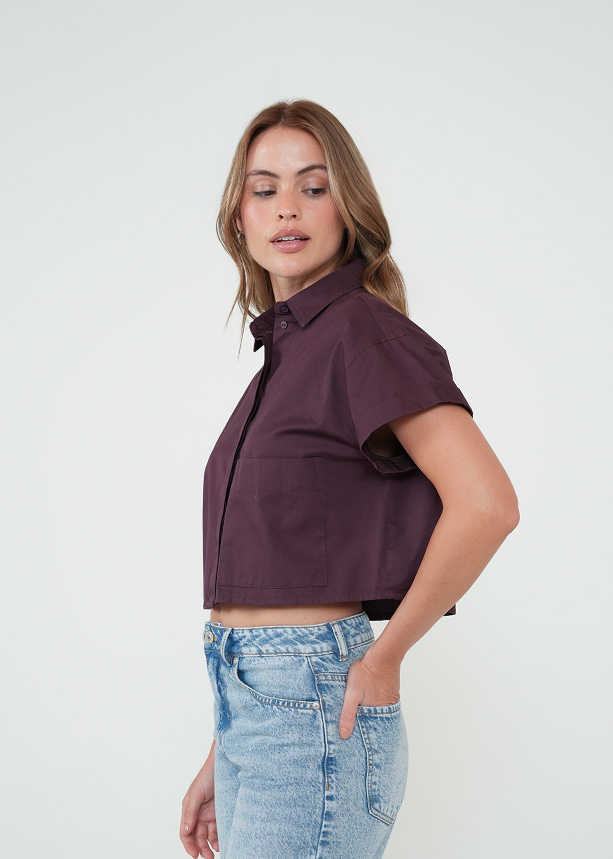 Camisa corta con bolsillo - Morado 14_512H306_MOR191619_5